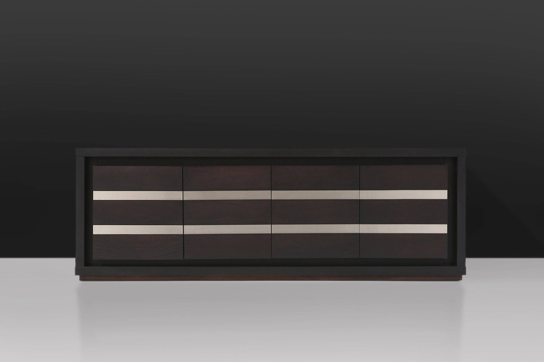 Brutalist Mid-century Belgian Black Oak Sideboard, Belgium 1970s