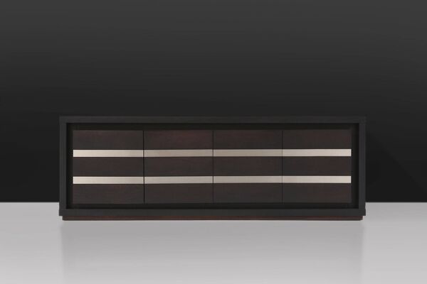 Buffet brutaliste en chêne noir, Belgique, années 1970