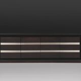 Brutalist Mid-century Belgian Black Oak Sideboard, Belgium 1970s