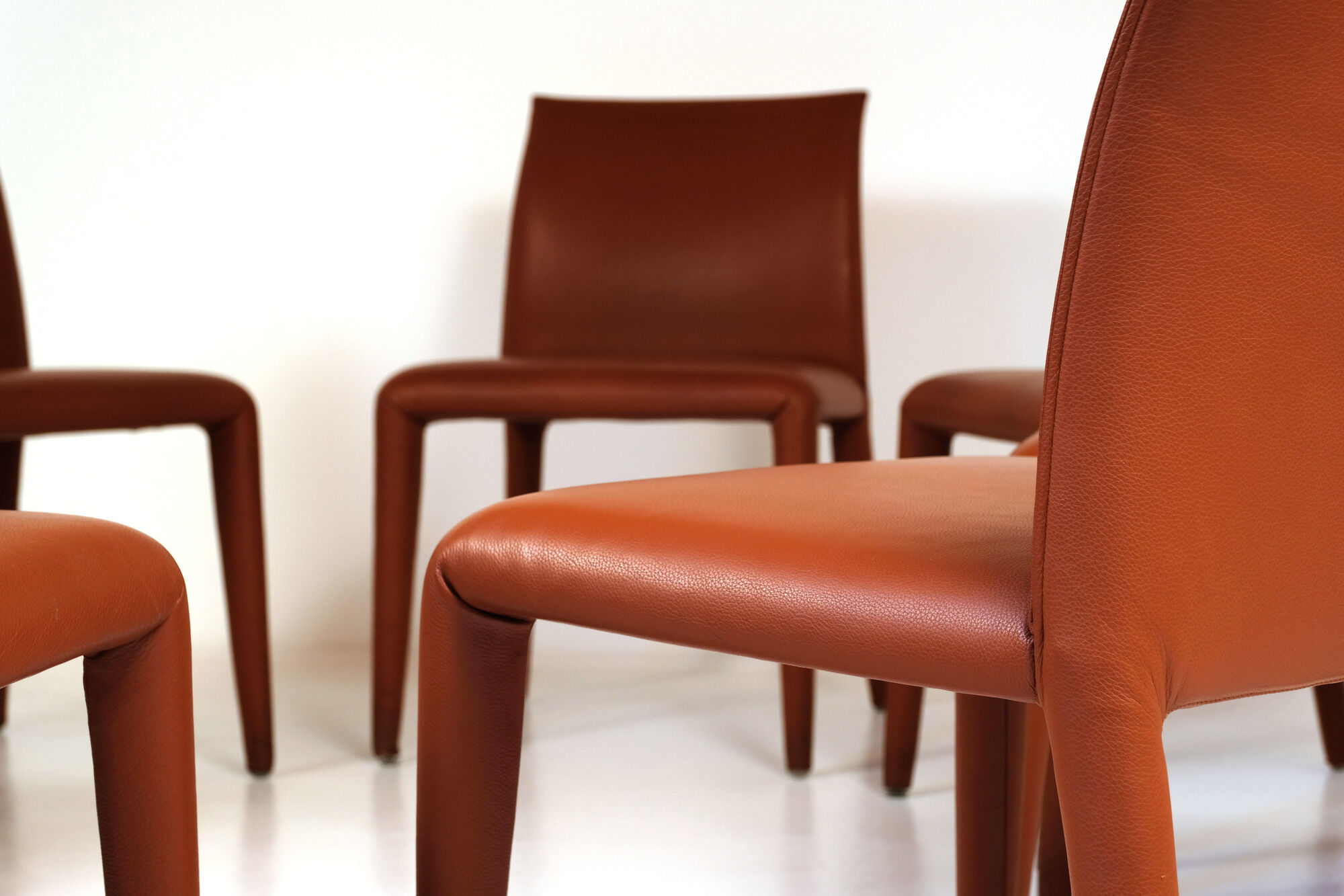 Lot of 8 leather chairs by Mario Bellini for B&B Italia