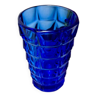 Vase en verre bleu, années 60