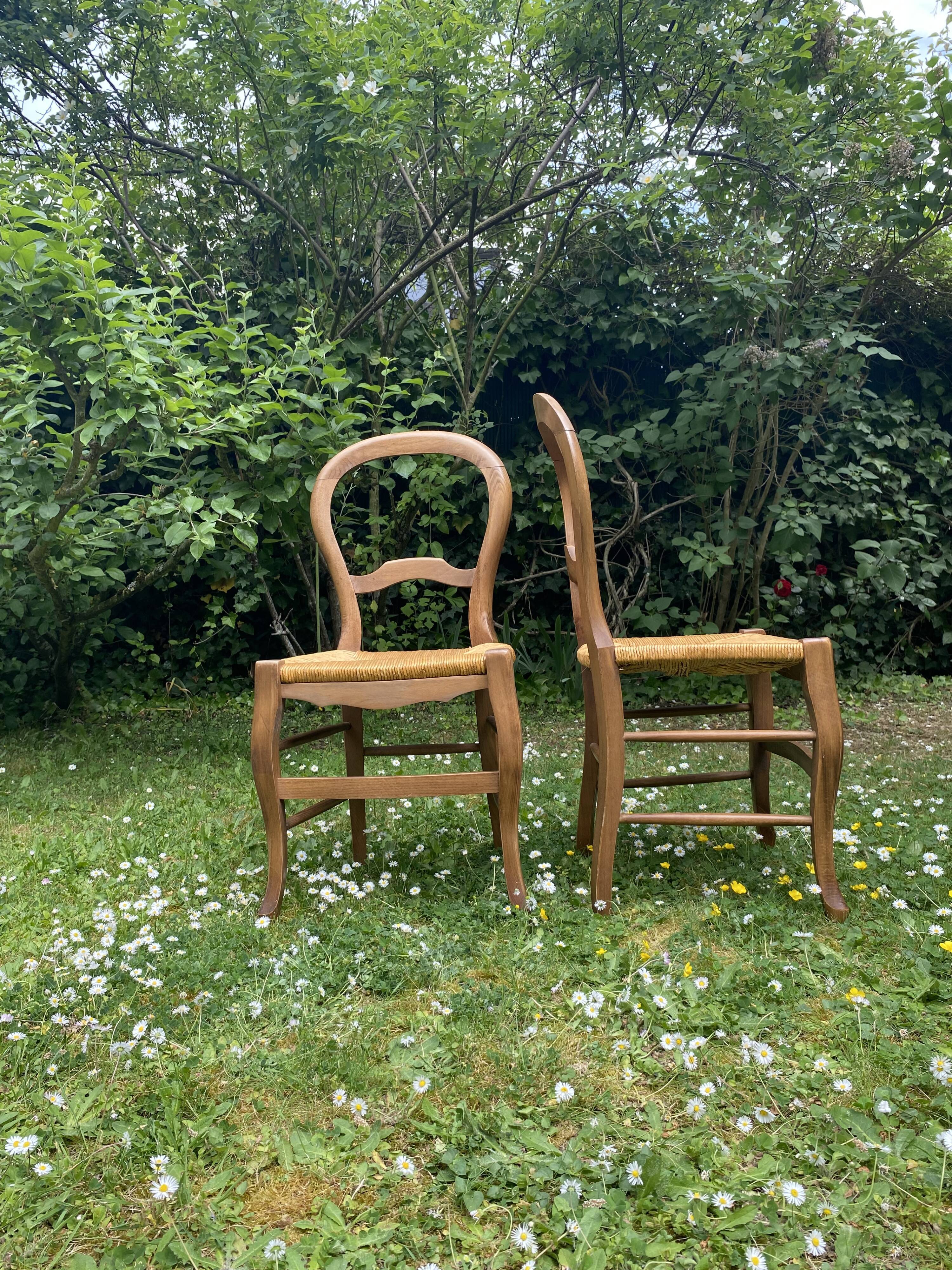 Deux chaises paillées création artisanale années 80