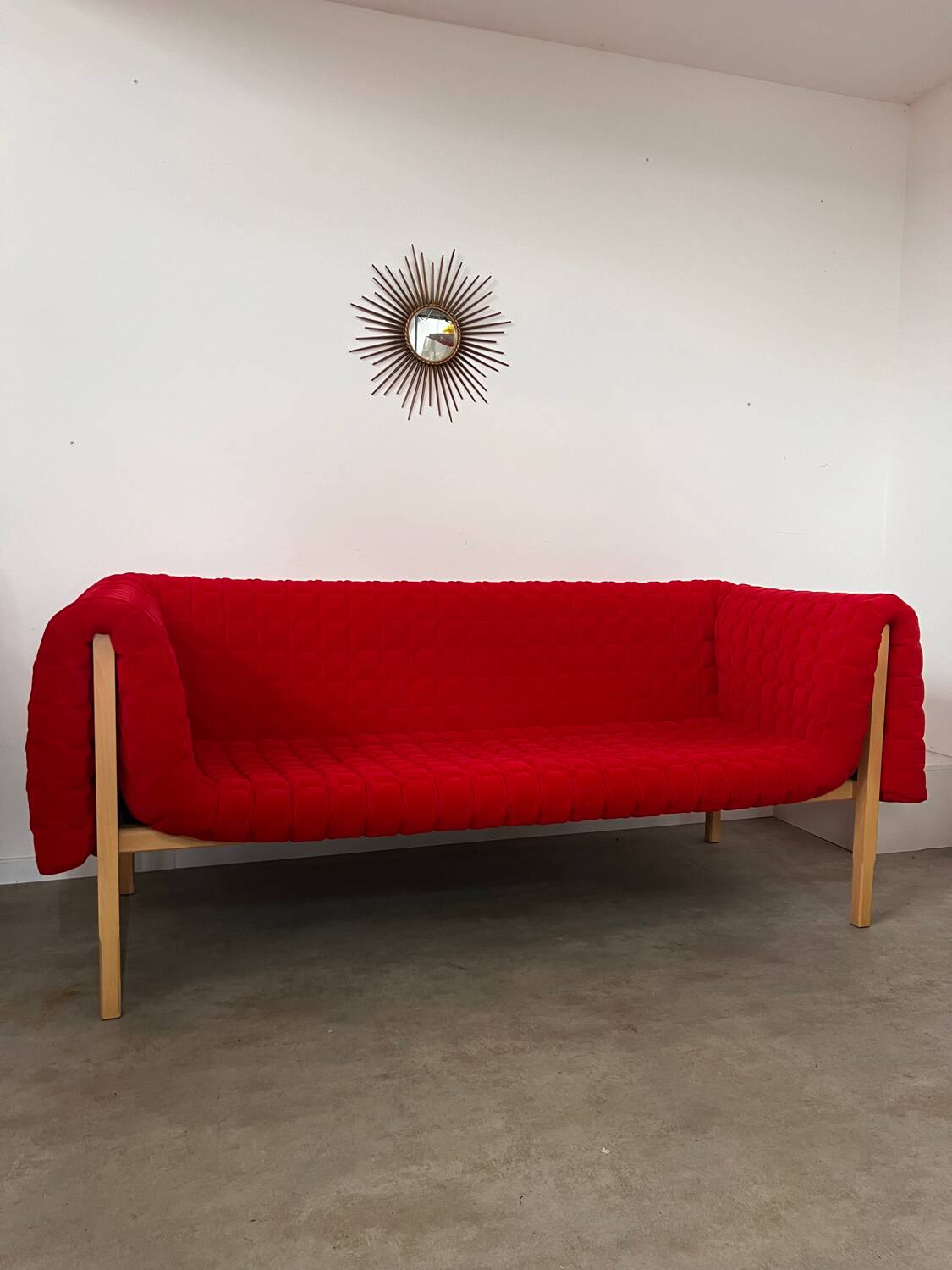 3-seater sofa Ligne Roset Ruché design Inga Sempé red alcantara