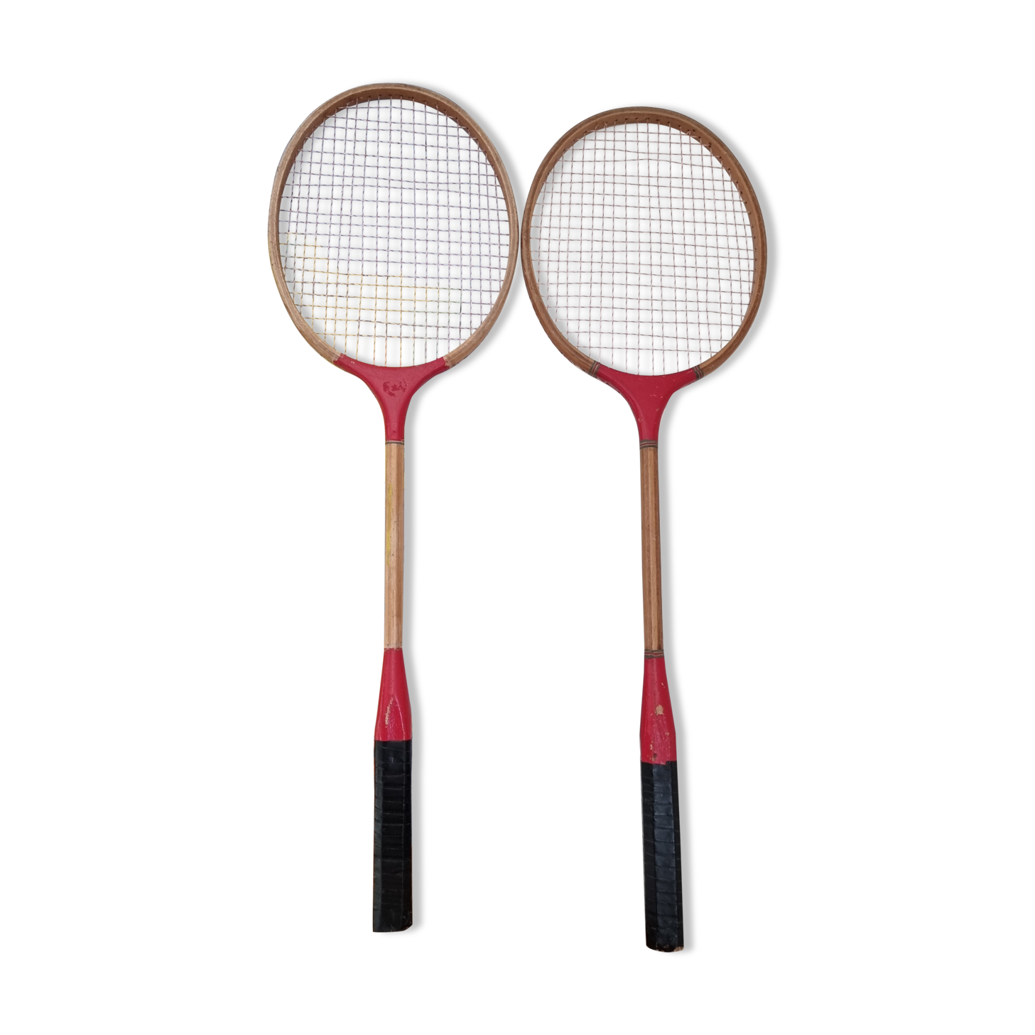 2 Wooden badminton rackets