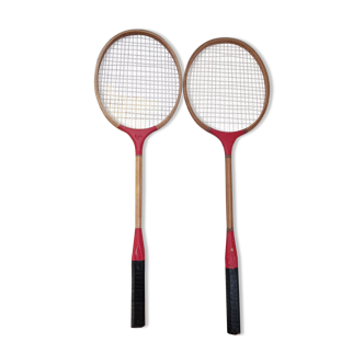 2 Wooden badminton rackets
