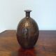 Foiled bottle vase, artisanal pottery, Raku