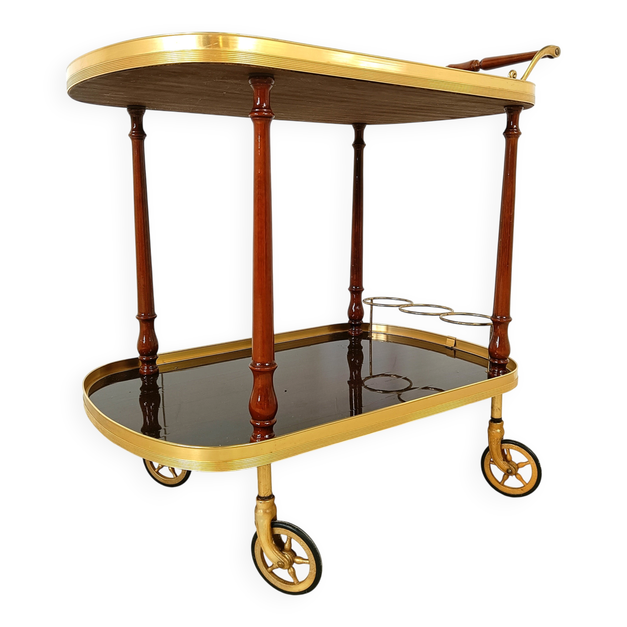 Neoclassical brass drinks trolley, 1960s