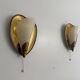 Pair of brass and glass wall lights from the mid-century, 1950s, Germany.
