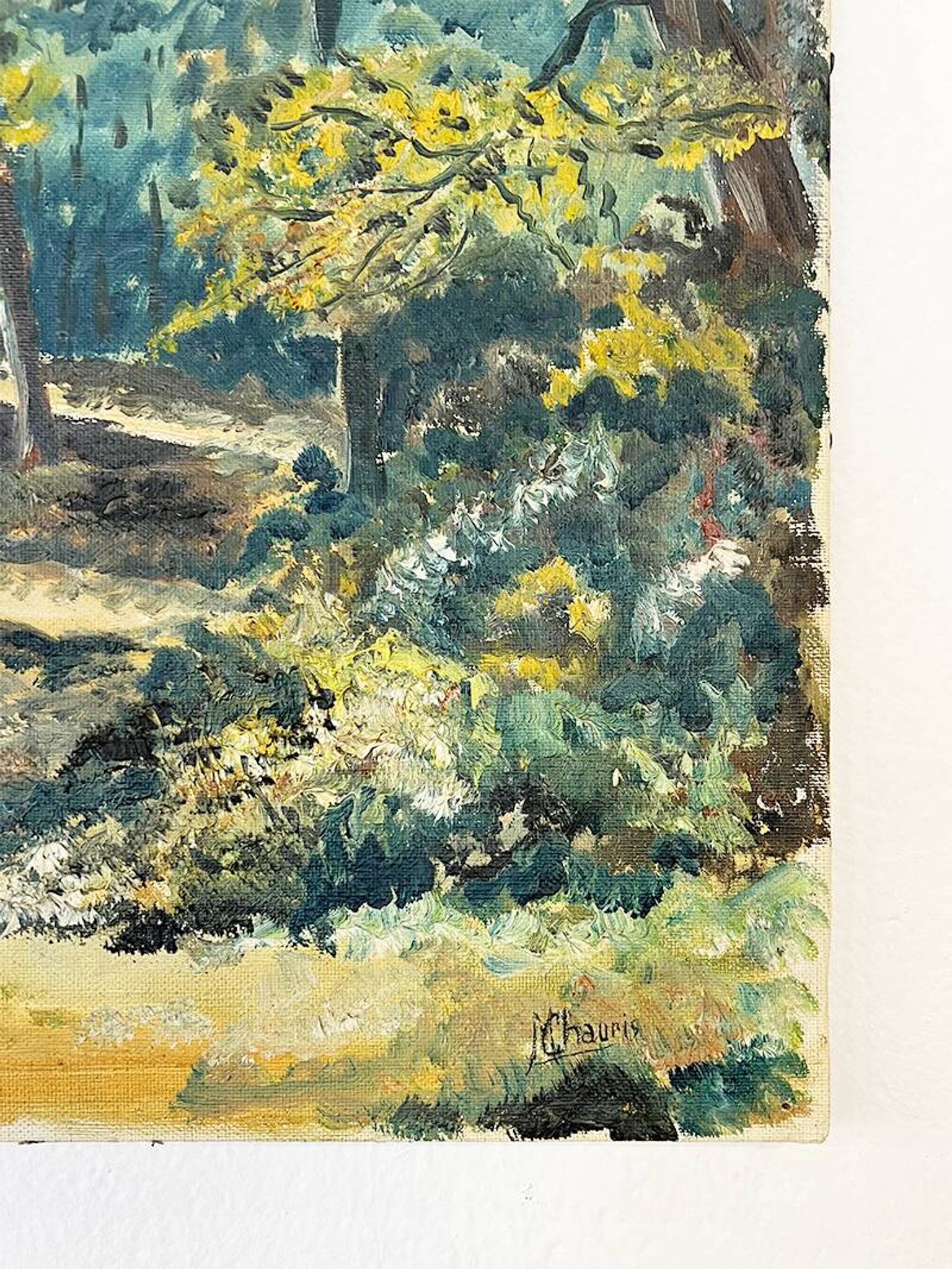 Tableau, huile sur toile « Chemin dans la forêt »