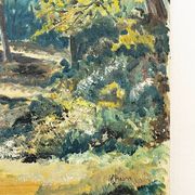 Tableau, huile sur toile « Chemin dans la forêt »