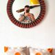 Large round ceramic mirror vintage 70s