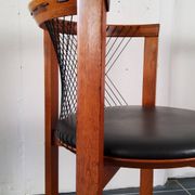 Niels Jorgen Haugesen String wood and leather chairs for Tranekaer, Denmark