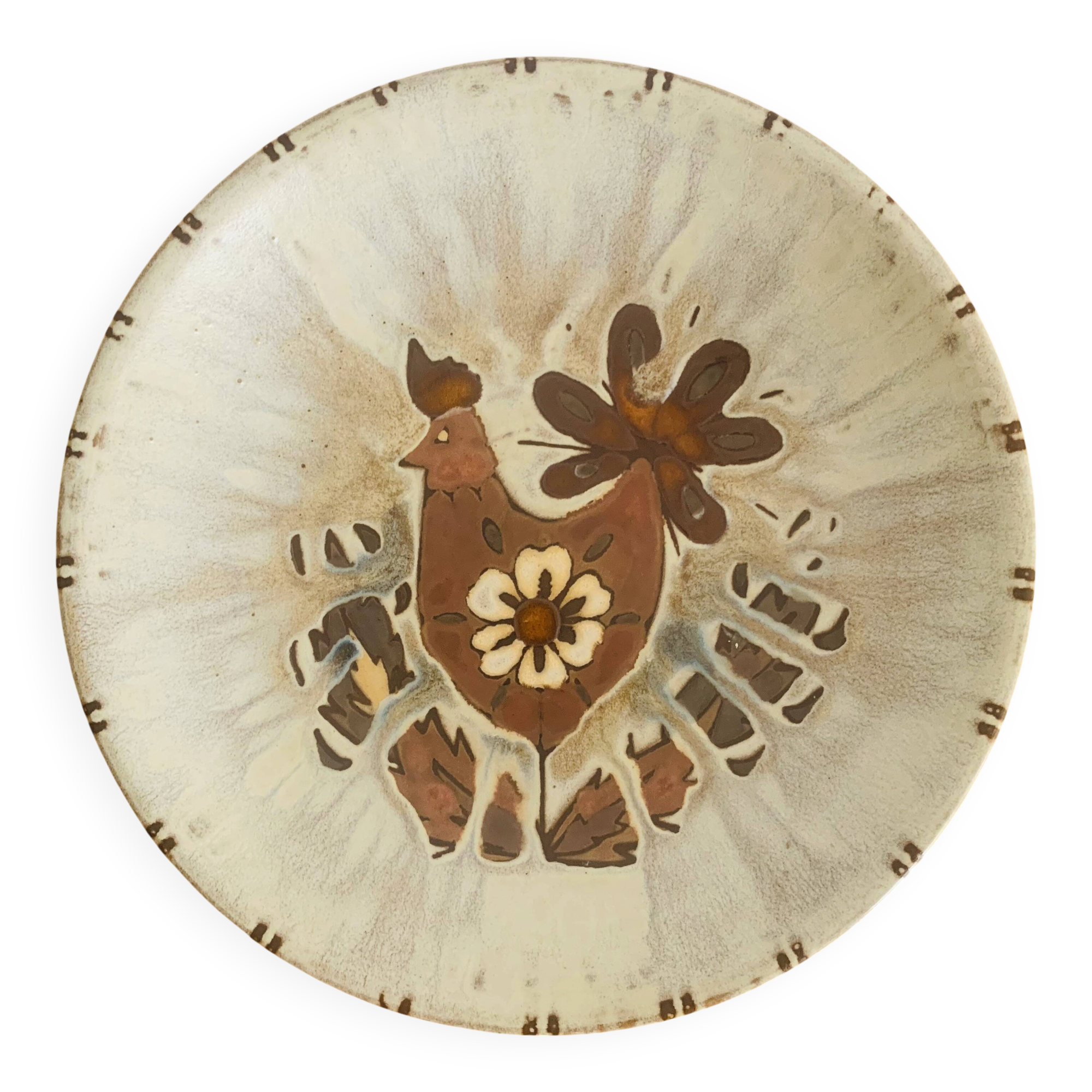 Large glazed ceramic dish by J.G. Picard, 1960s-70s.