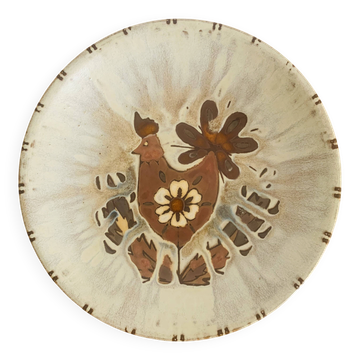 Grand plat en céramique émaillée par J.G. Picard, années 60-70