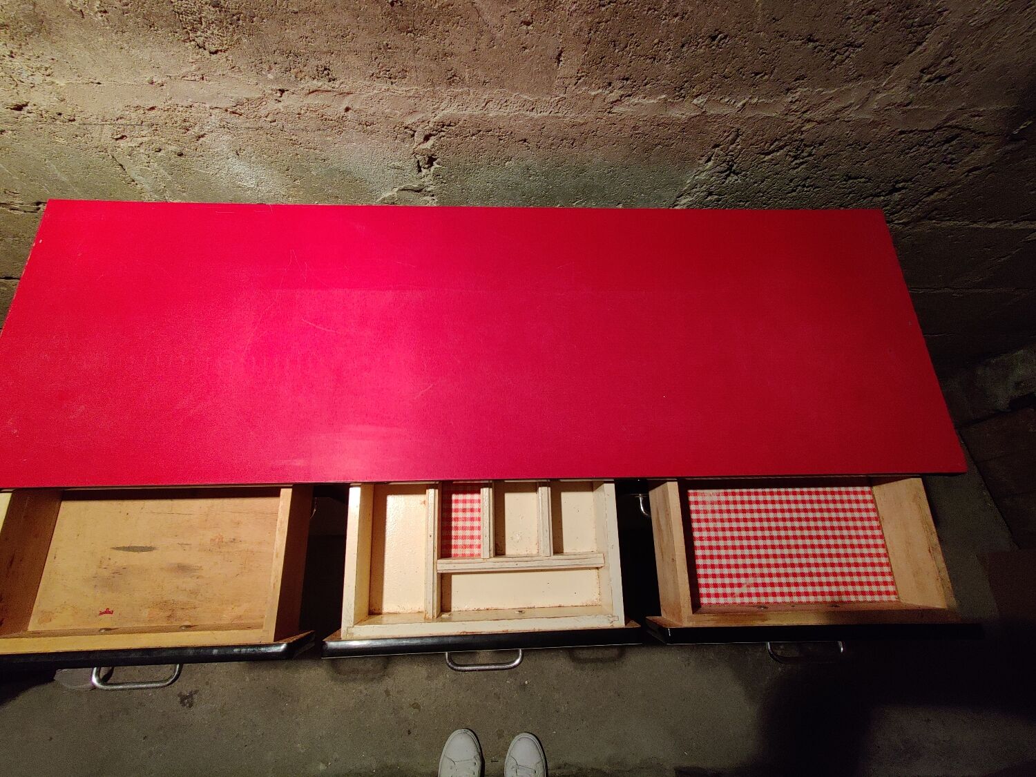 Red formica sideboard