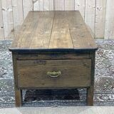 Chestnut coffee table XIXth with 3 drawers and extensions