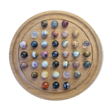 Jeu de solitaire en bois et pierres semi-précieuses