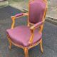 Louis XV armchair in solid wood and burgundy fabric
