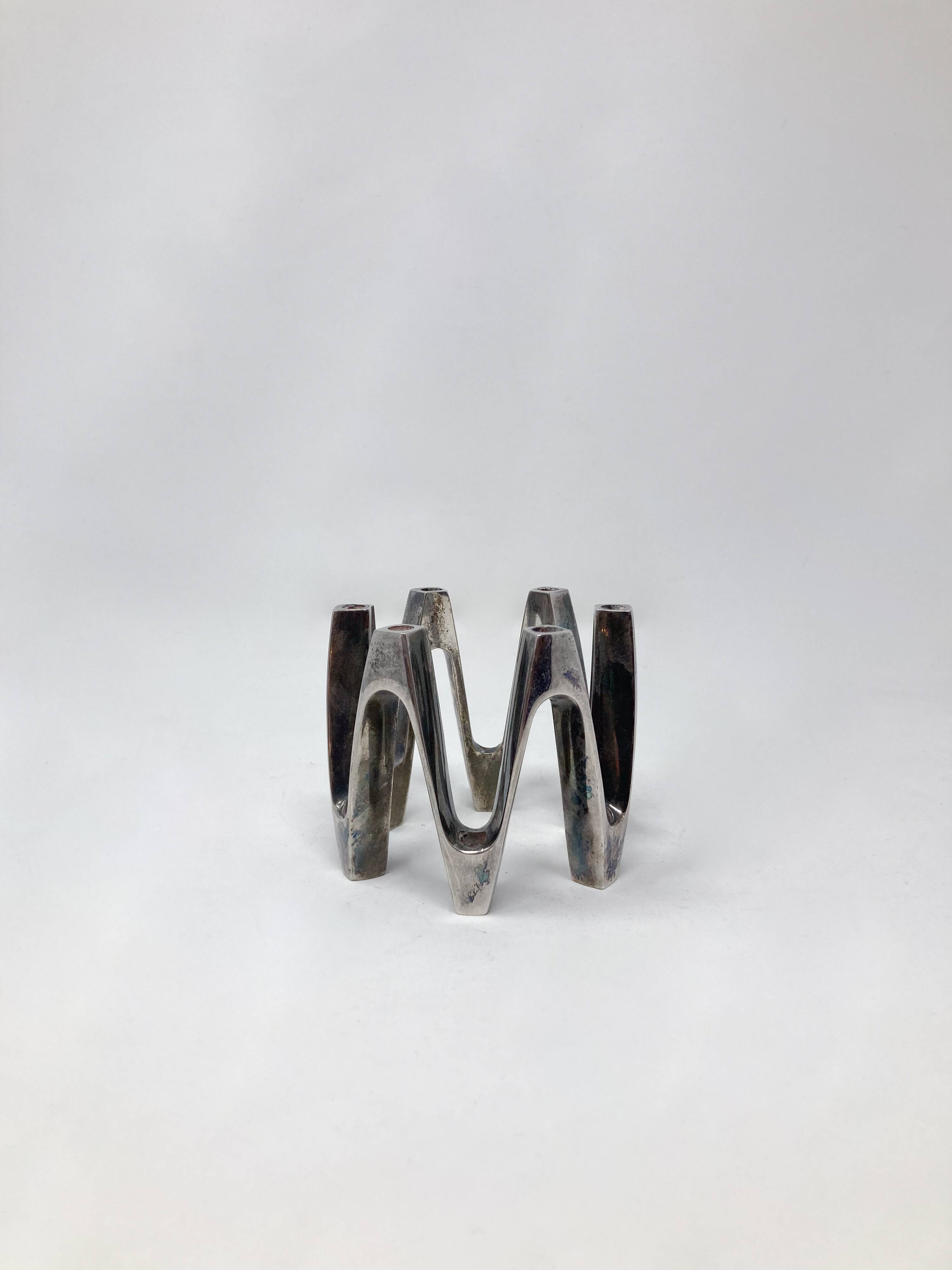 Silvered Metal CandleHolder by Jens Quistgaard, 1970s