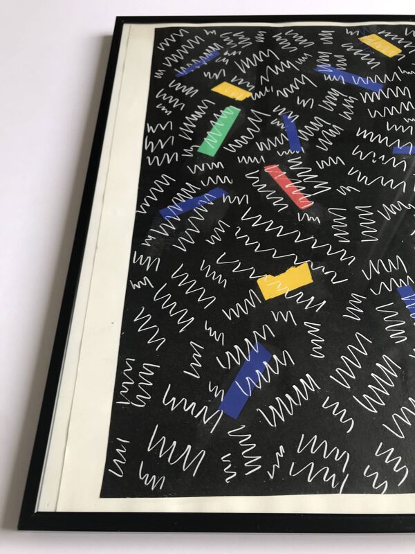 Elie Dayan, Sans titre (motif abstrait). Technique mixte sur papier