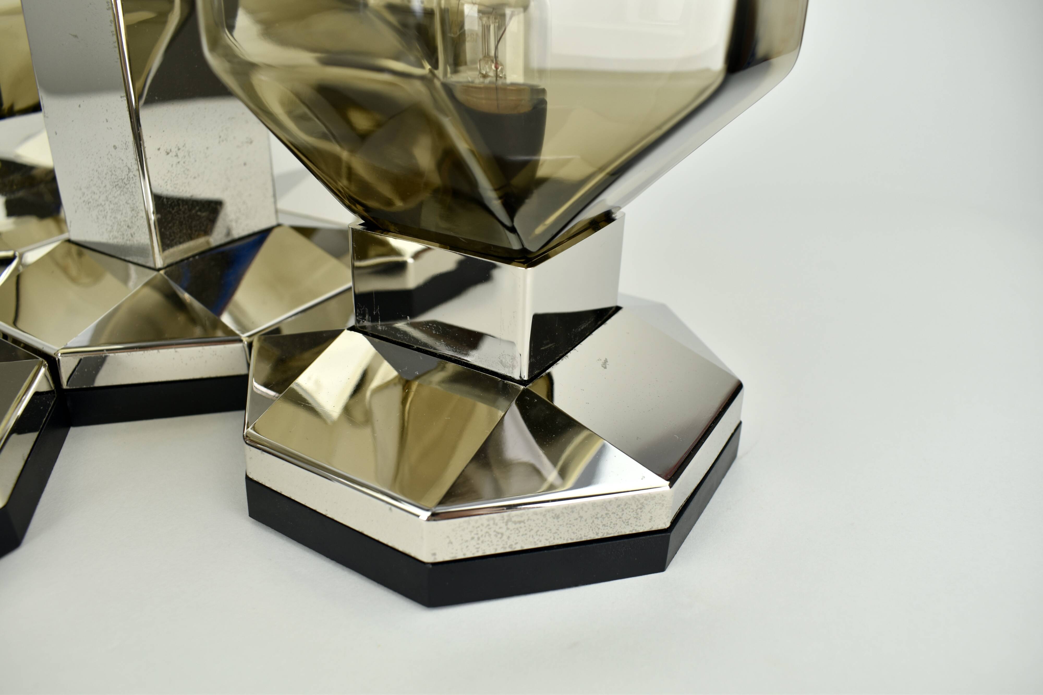 Motoko Ishii brass and glass ceiling light from the 1970s for Staff Leuchten