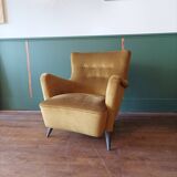 1950 mustard velvet armchair