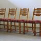 Danish modern brutalist oak dining chairs by Henning Kjærnulf, 1960s, set of 6