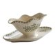 Antique sauce boat, ironstone, ivory with green floral and butterfly decoration.