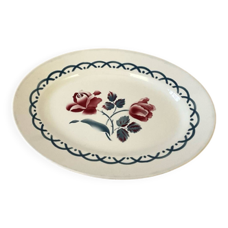 Oval plate with floral pattern - Digoin Sarreguemines - Cannes Collection