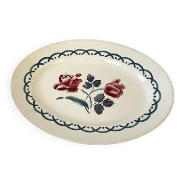 Plat ovale motif fleuri-Digoin Sarreguemines-Collection Cannes