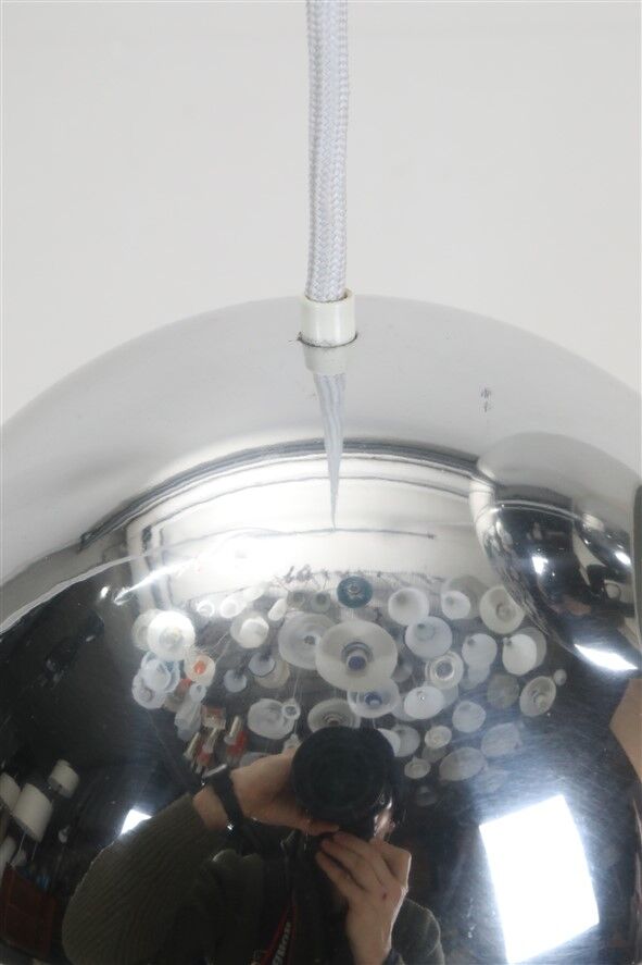 Set of 3 original Louis Poulsen / Verner Panton “Topan” pendant lamps / mid-century Danish modern design / 1960s / 1970s