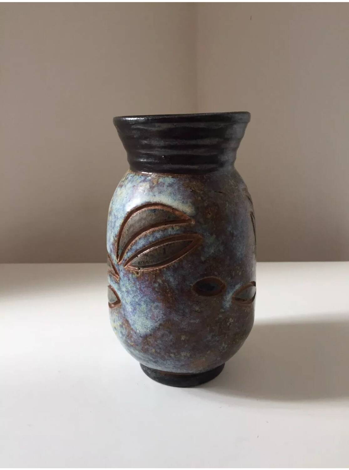 Vase en grès de Bouffioulx vintage signé Dubois