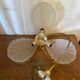 Antique Murano glass shell pendant light + gold-plated metal, wine