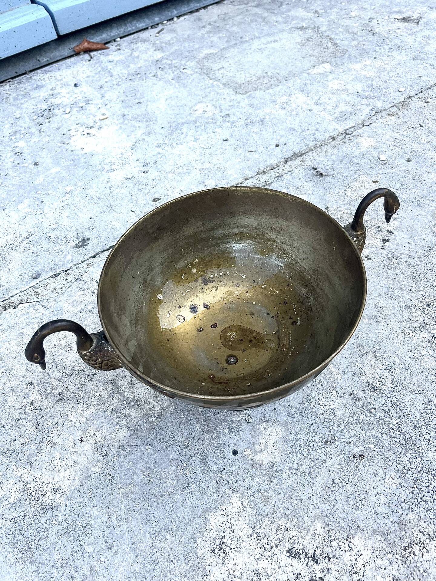 Swan Ice Bucket Brass French Vintage Footed Barware