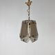 Suspension Hal en laiton français et verre fumé, années 1970