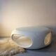 Luigi Colani space age table in white fiberglass and glass, 1970