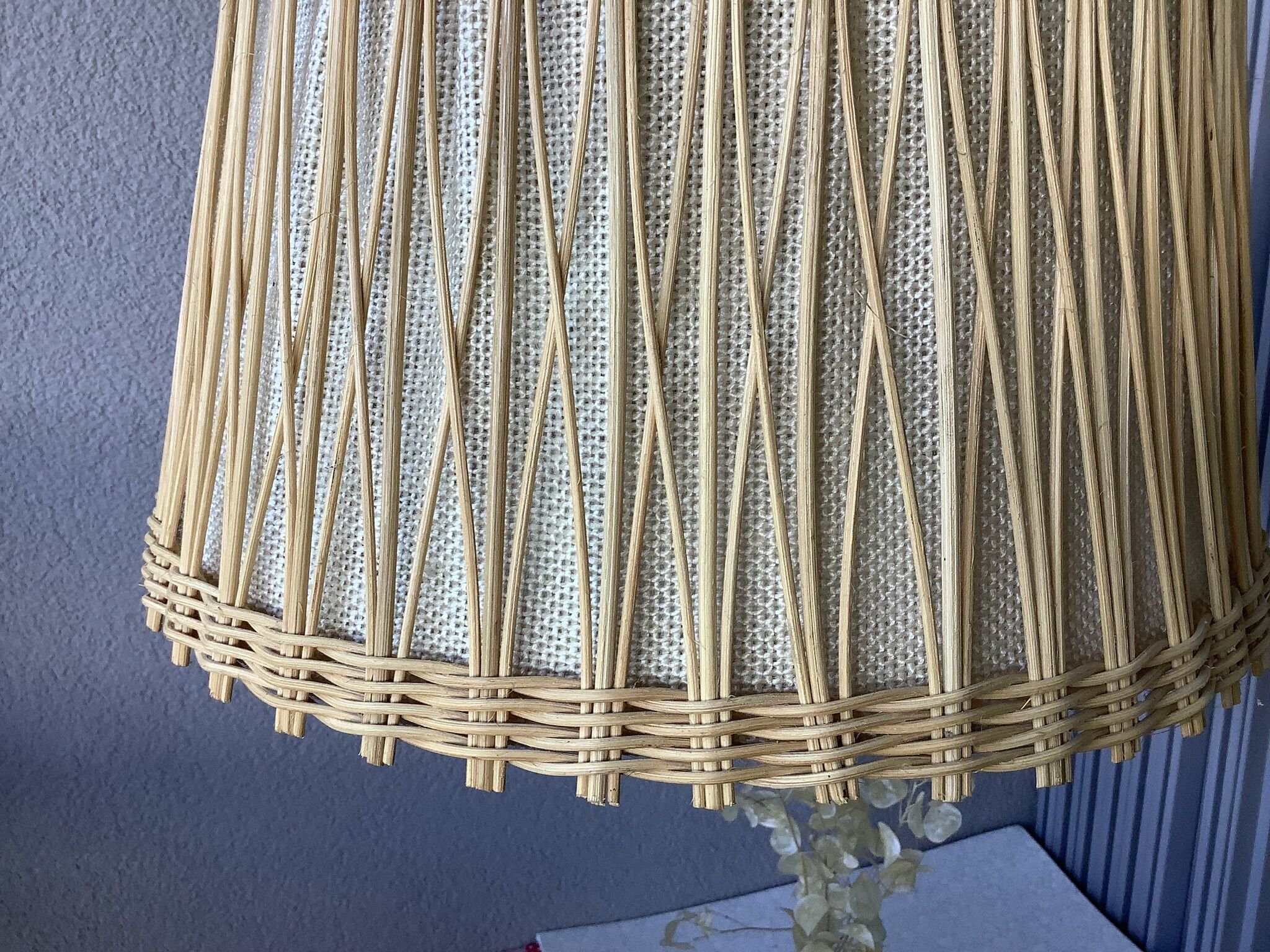 Boho chic rattan and burlap pendant light