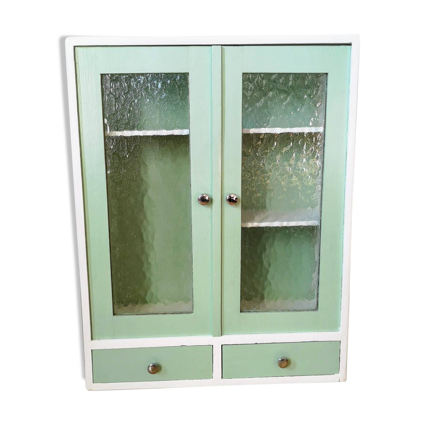 50s vintage medicine cabinet white celadon wood of poplar