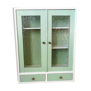 Armoire à pharmacie vintage années 50 celadon blanche bois de peuplier