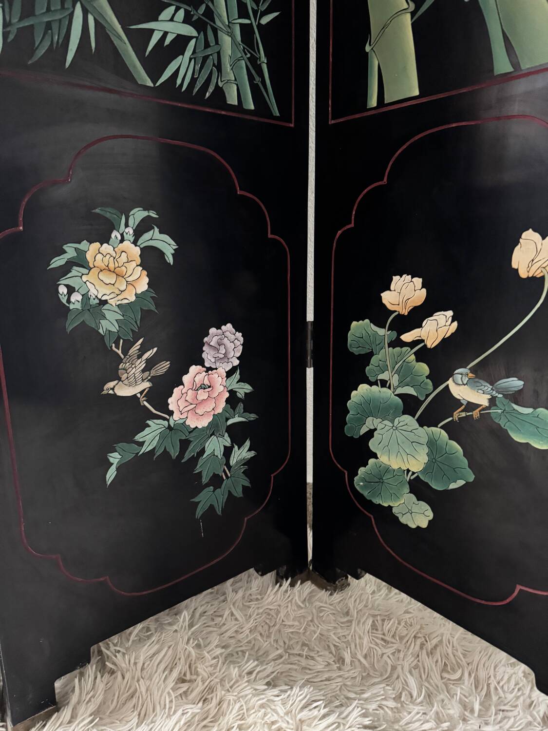 Antique Chinese lacquer screen