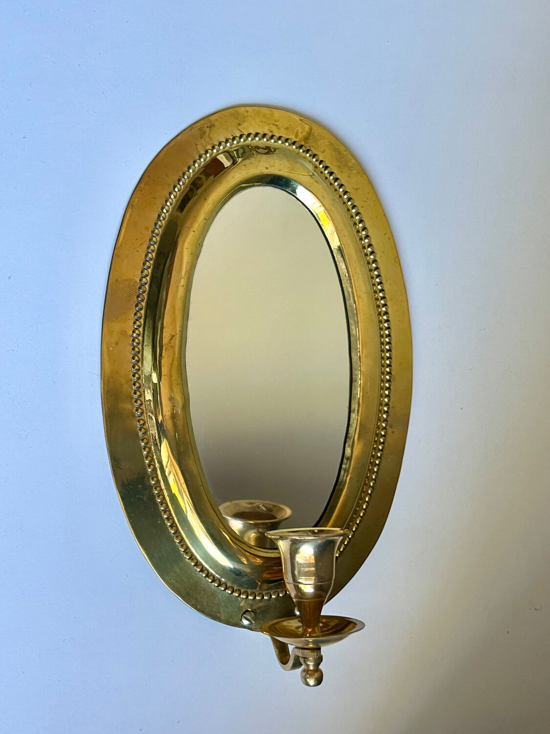 Vintage  Brass Wall mirrored Candle Sconce