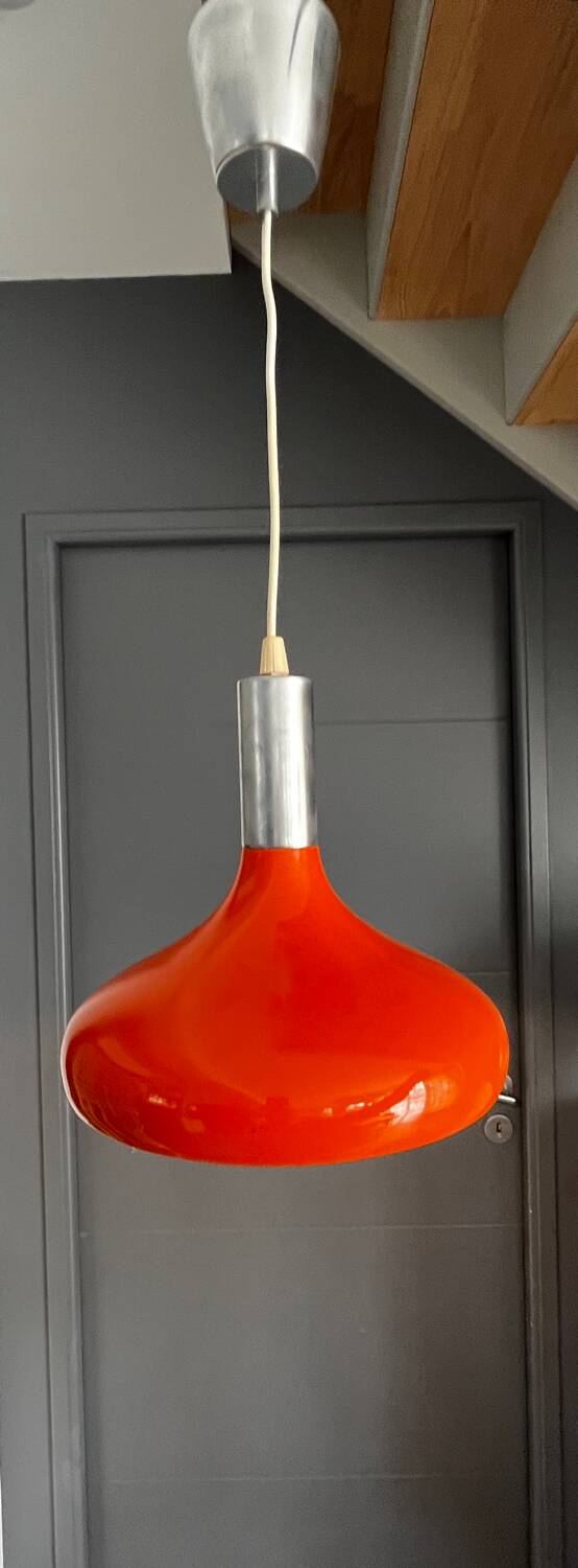 Space age orange 70s pendant light