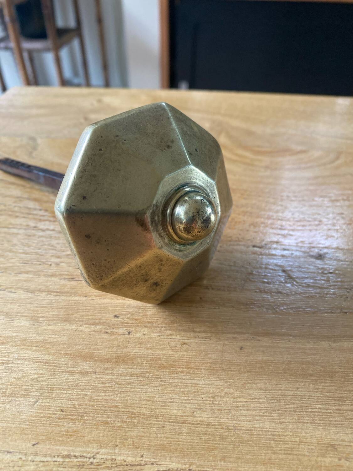 Octagonal brass door handle