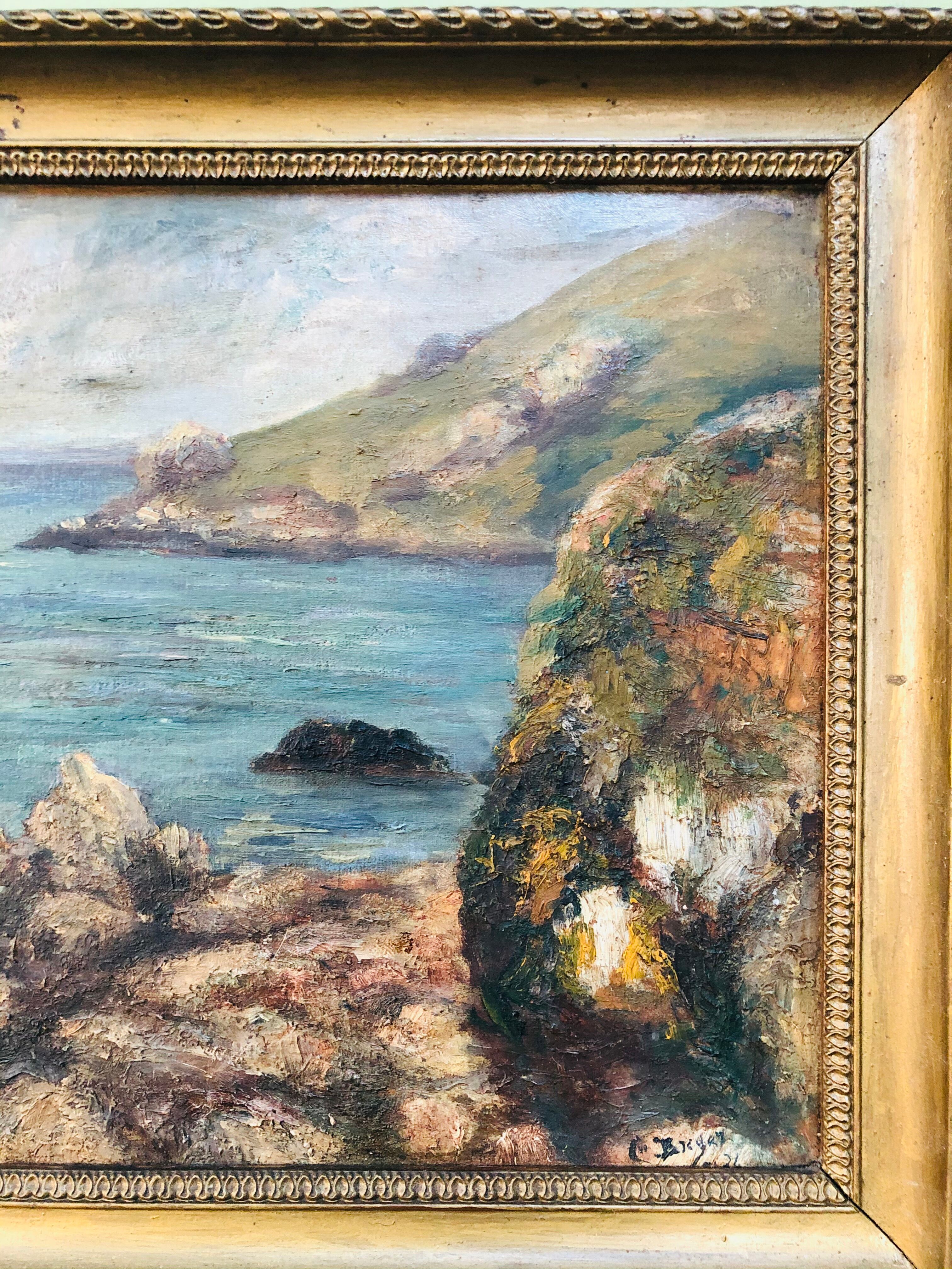 Painting: Breton coastal landscape signed C.BREGEZ and dated 1924