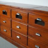 large vintage french oak haberdashery cabinet or shop counter, 1950s