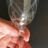 11 Large crystal glasses engraved Boch geometric pattern