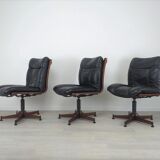 Vintage Scandinavian leather office armchair 60s