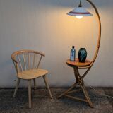 Vintage bamboo rattan floor lamp, with shelf