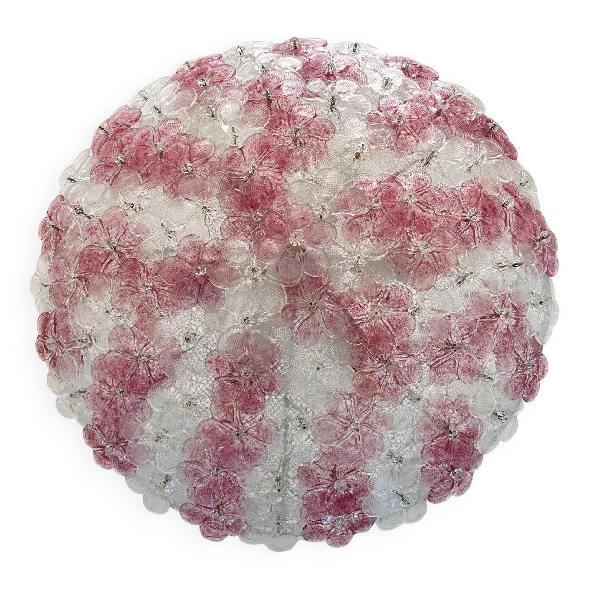 Venetian Transparent and Ametista Flowers Murano Glass Flush Mount in Barov