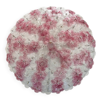 Venetian Transparent and Ametista Flowers Murano Glass Flush Mount in Barov
